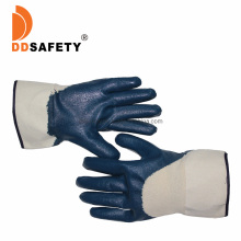 Cotton with 3/4 Coated Blue Nitrile Safety Work Glove